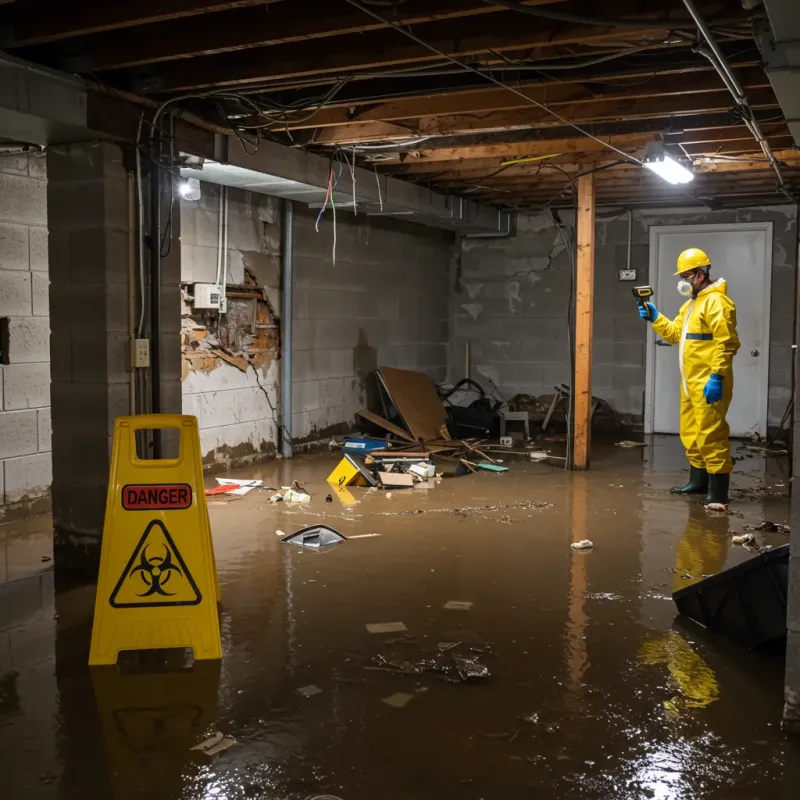 Flooded Basement Electrical Hazard in Vanderburgh County, IN Property