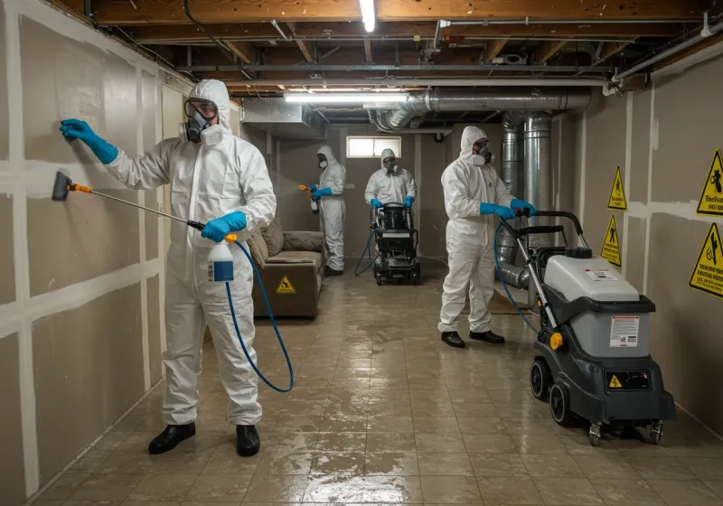 Basement Moisture Removal and Structural Drying process in Vanderburgh County, IN